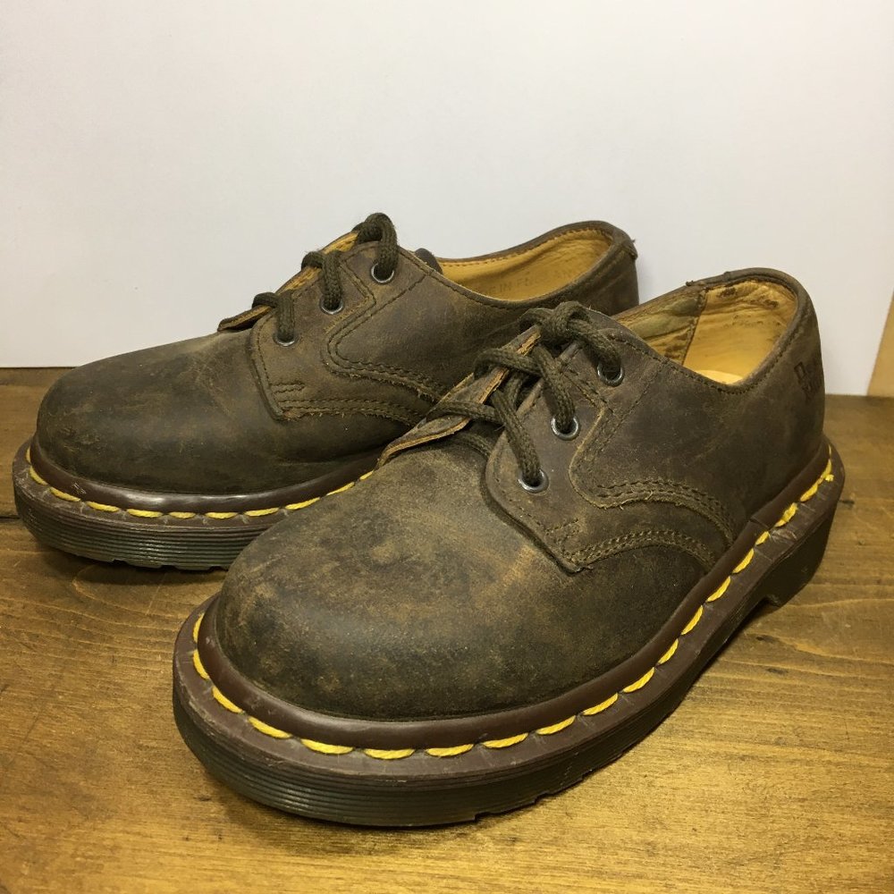 Dr Martens Boys Docs Oxfords Brown Leather Lace Up US Sz 12 Made In England 8168